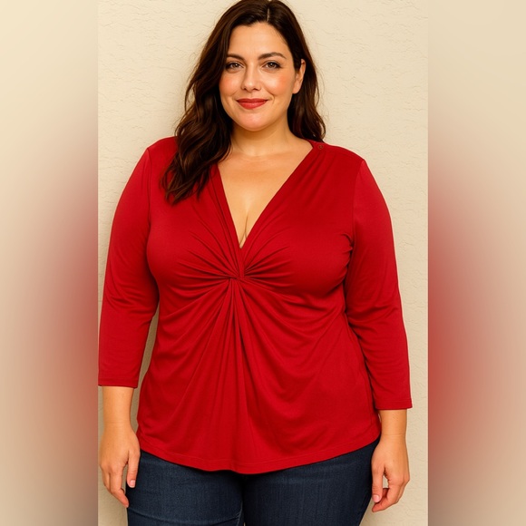 Kenneth Cole Reaction Twist-Front Blouse – Vibrant Red, Size XL, NWT -$59 MRSP - Picture 1 of 7